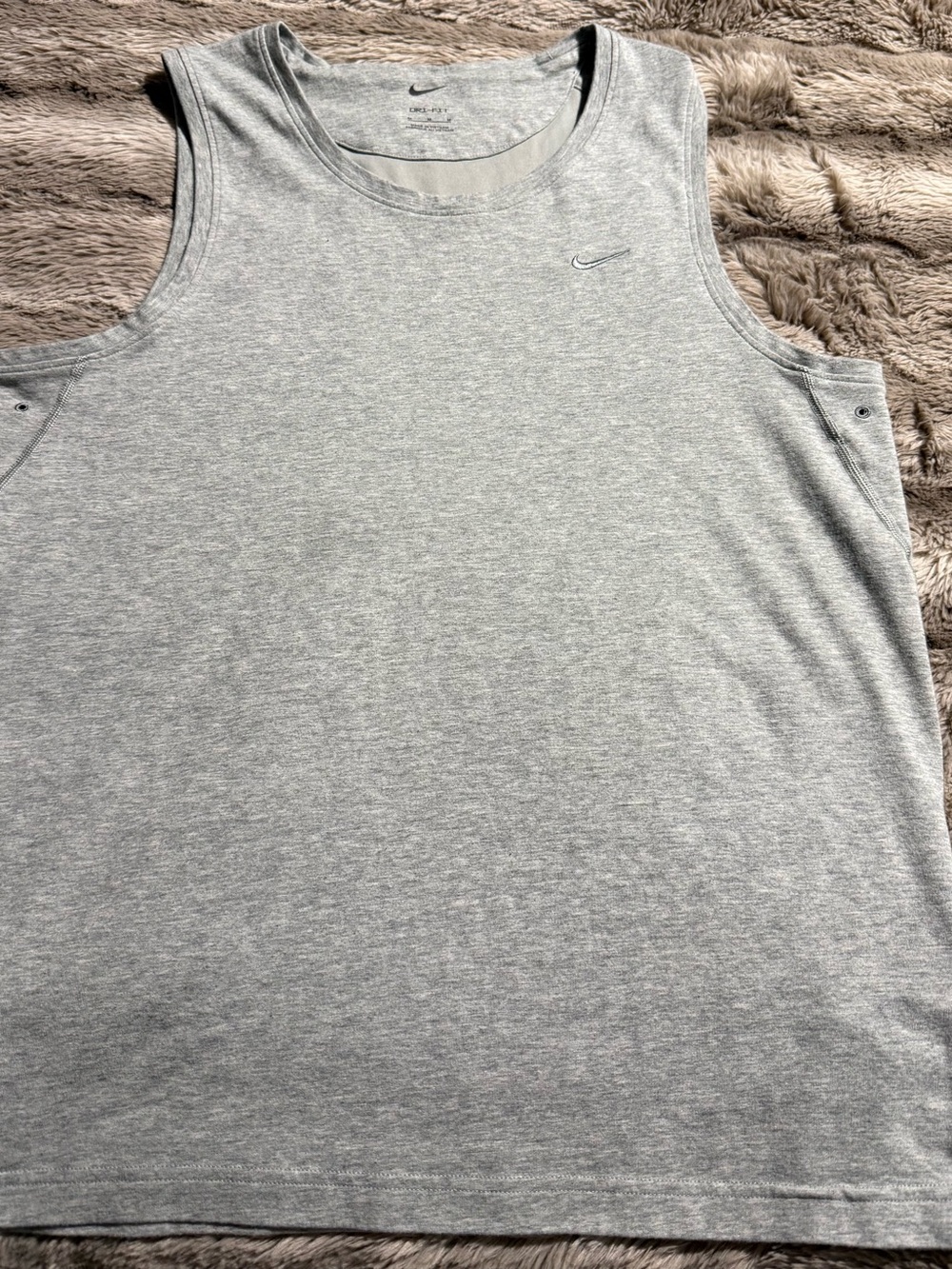 Nike Light Gray Dri-FIT Sleeveless Tank with Black Swoosh